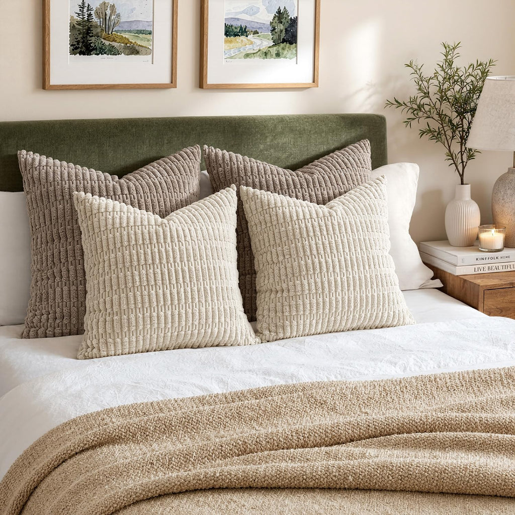 2PCS doux Corduroy housses décoratives oreillers 18x18 pouce