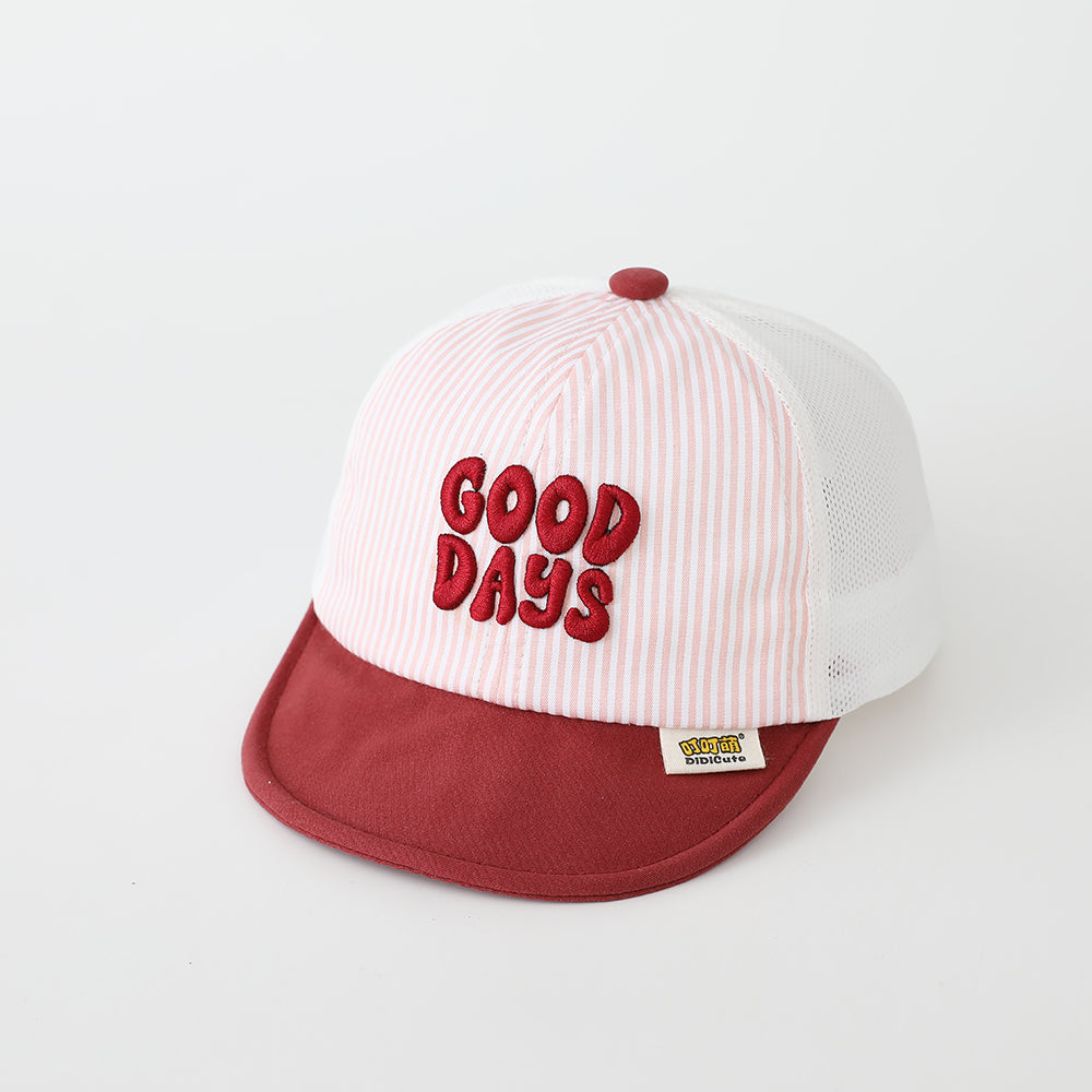 Été Garçons et filles rayés Brodé Lettre Mesh Respirant Casual Sport Cap approprié