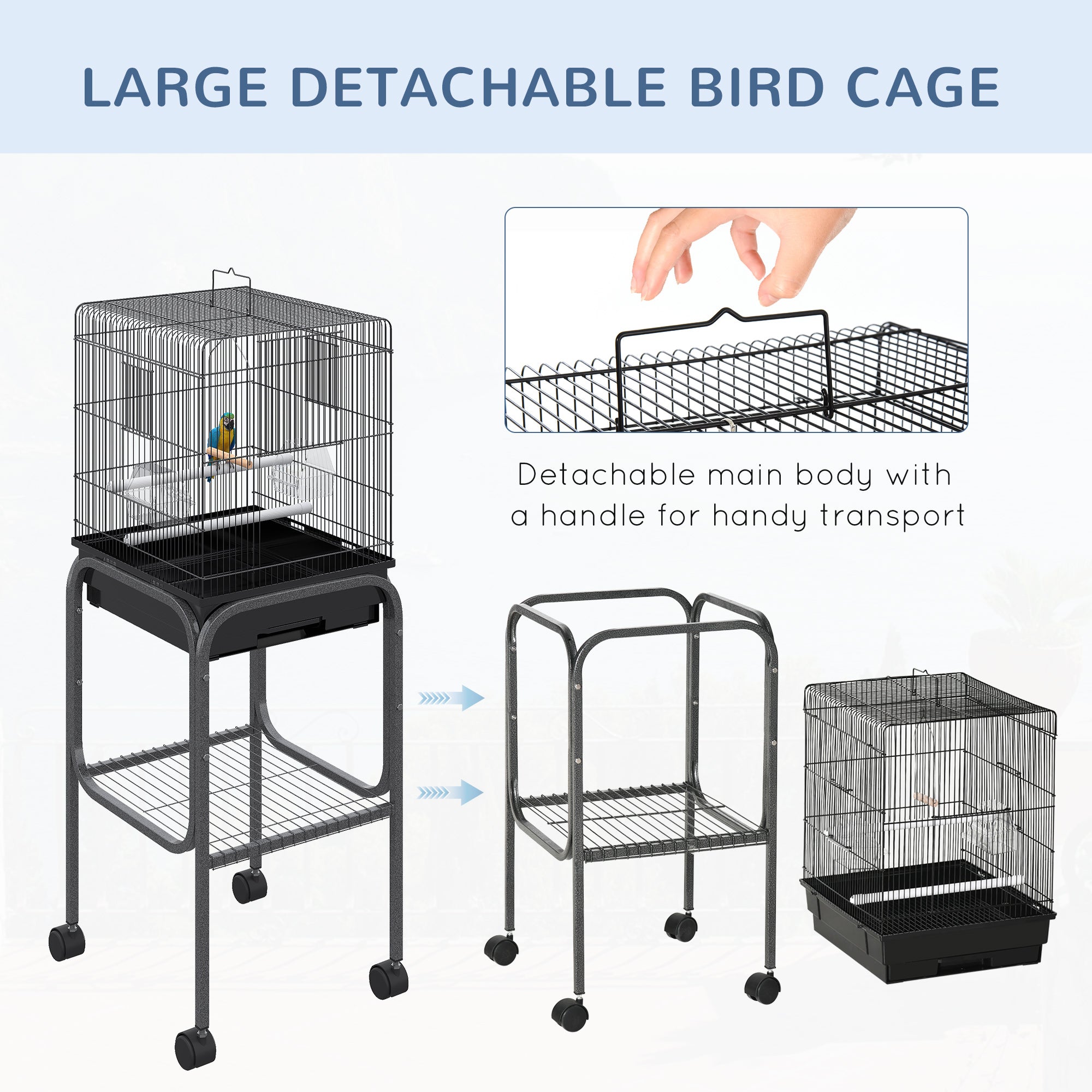 Cage d'oiseau intérieur en métal de 45 pouces