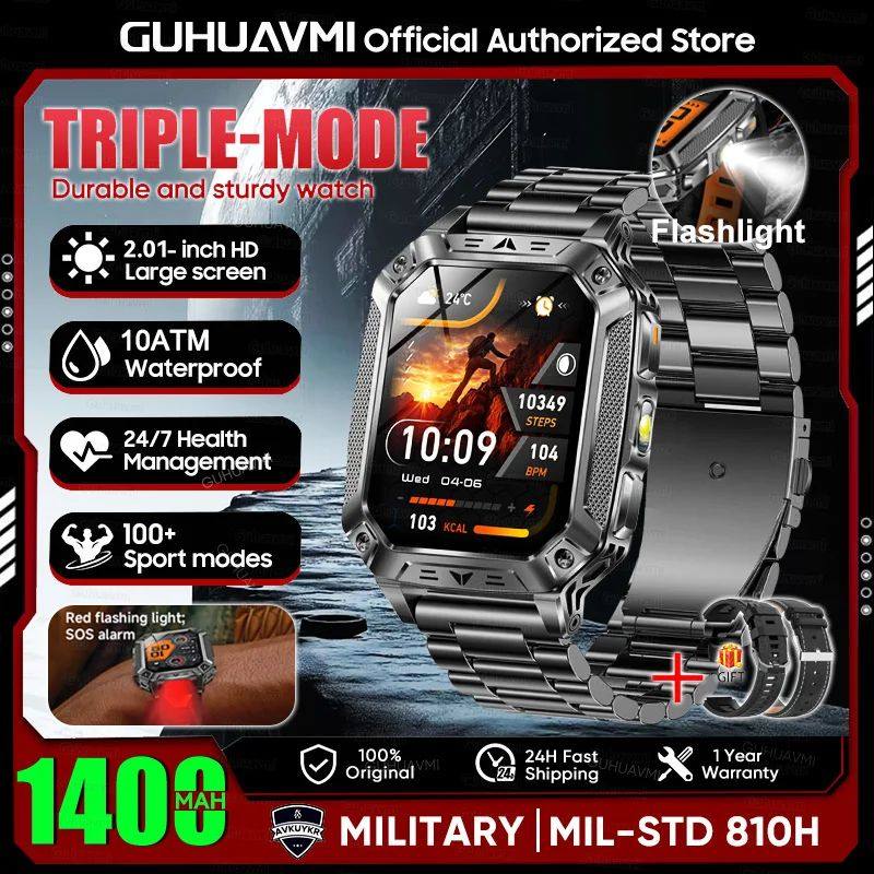 Batterie militaire 1400mAh montre intelligente avec lampe de poche LED