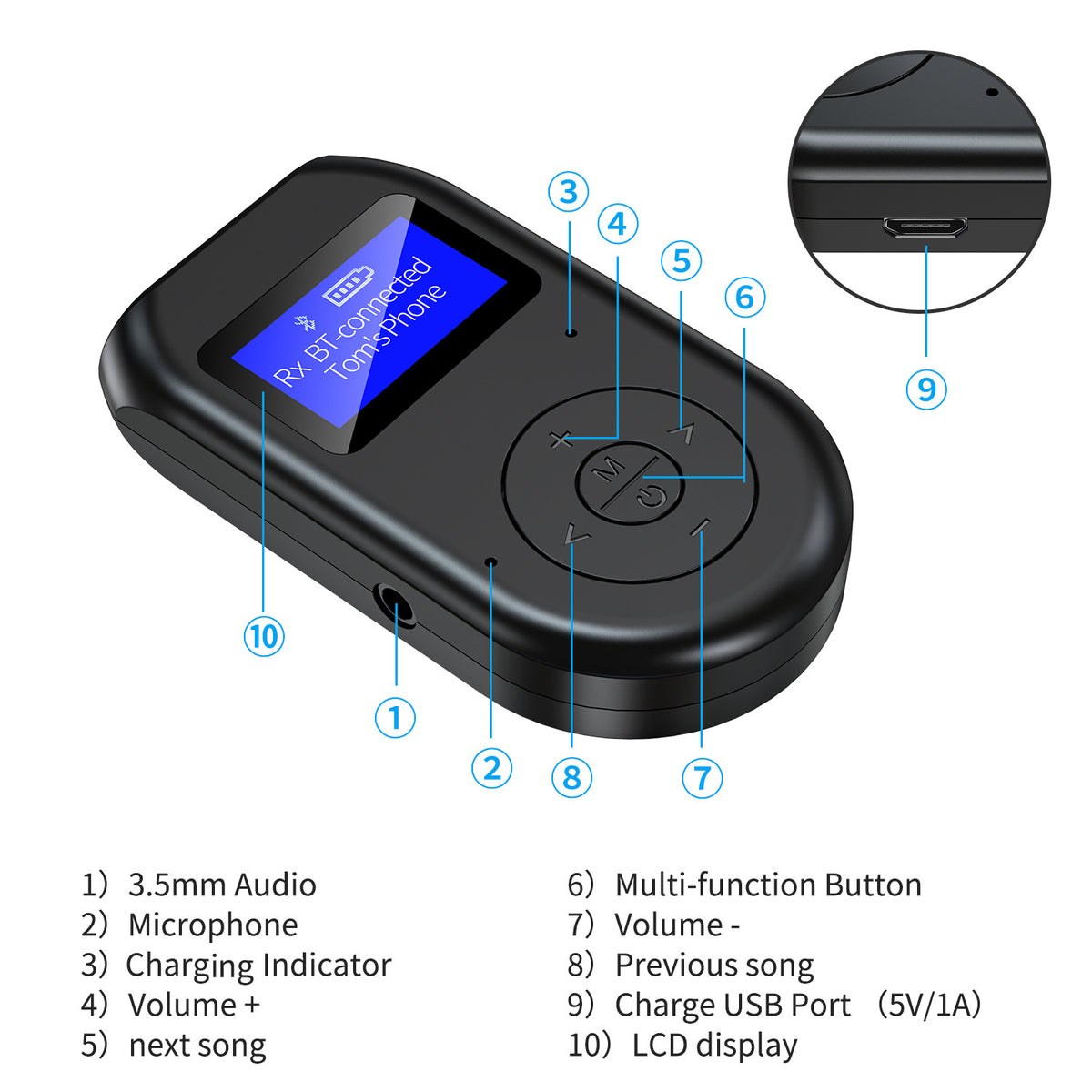Adaptateur LCD Bluetooth 5.0 USB Adaptateur