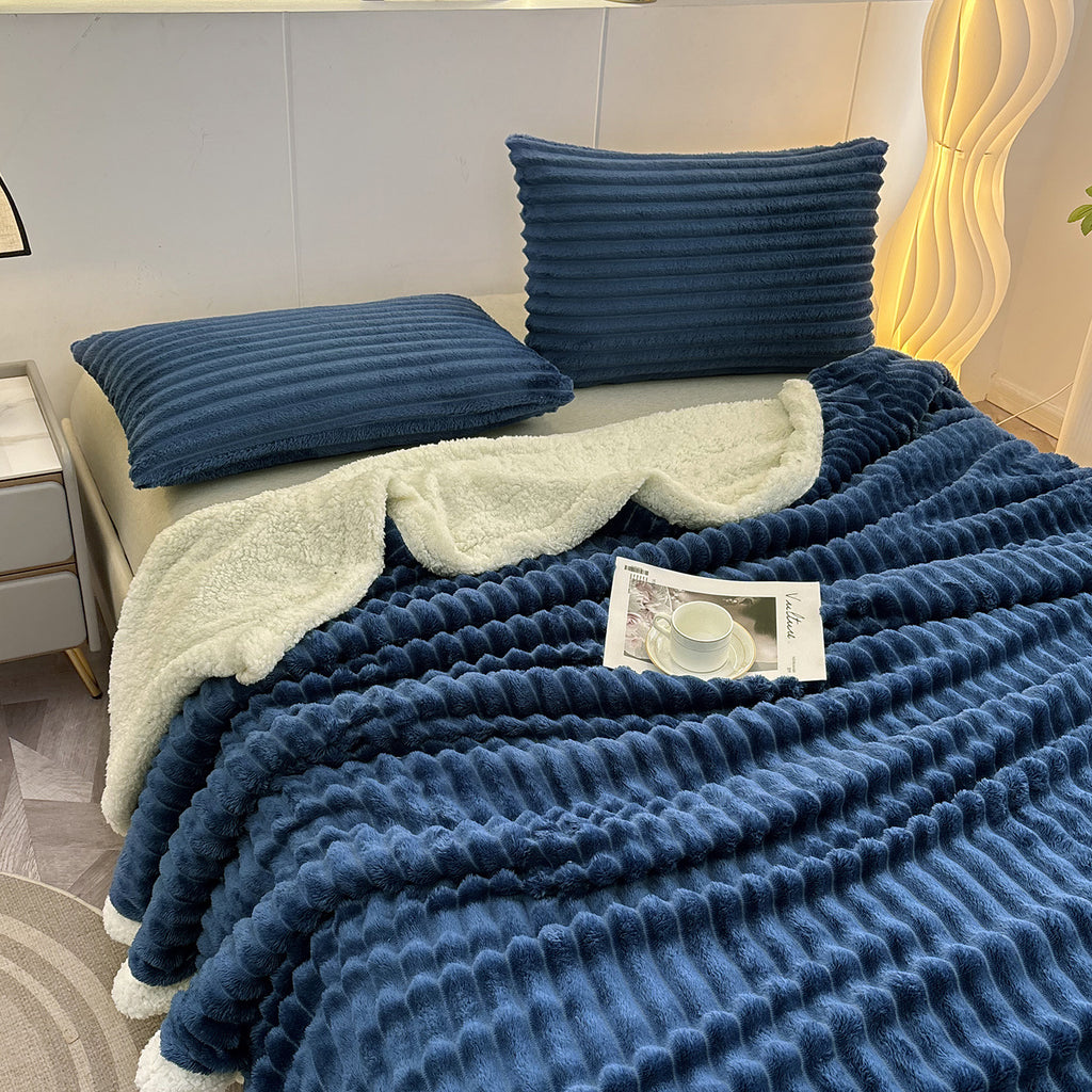 Couverture à double couche en lambswool rayé