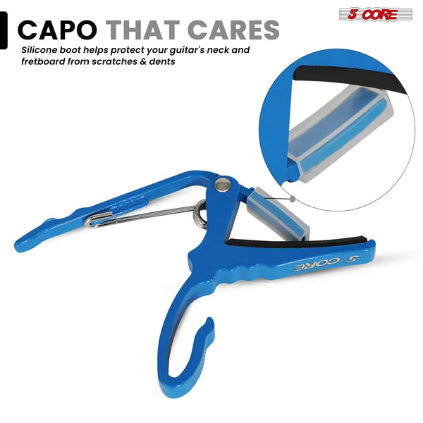 5 Core Capo Acoustic Electric Guitar String Clip Banjo Mandolin or Ukulele + 6Pcs Guitar Pi