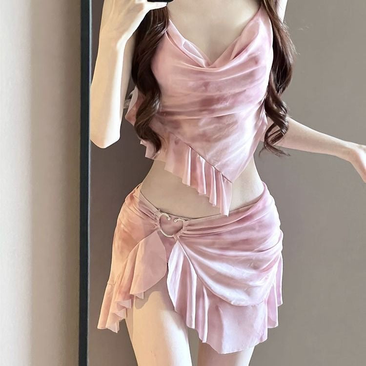 Mesh Sexy Figure- FTummy couvrant Y2K Maillot de bain à deux pièces