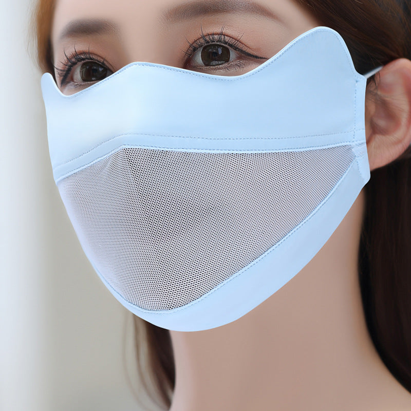 Masque protecteur du soleil pour les femmes Silk Mesh Respirant Masque visage de vélo