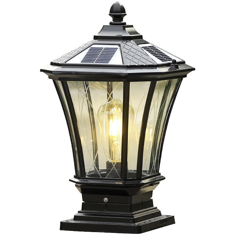 Solar Couryard Light European Outdoor Column Headlight Waterproof Fence Gate Pillar Light