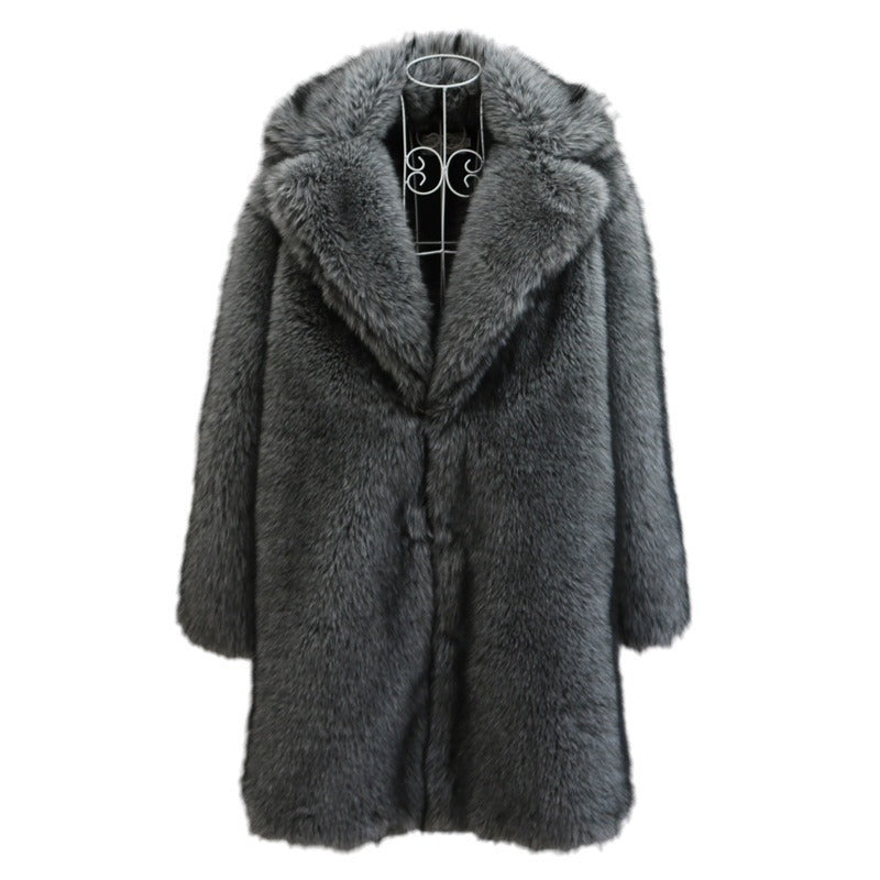 Imitation de fourrure pour hommes Renard fourrure longue coupe manteau