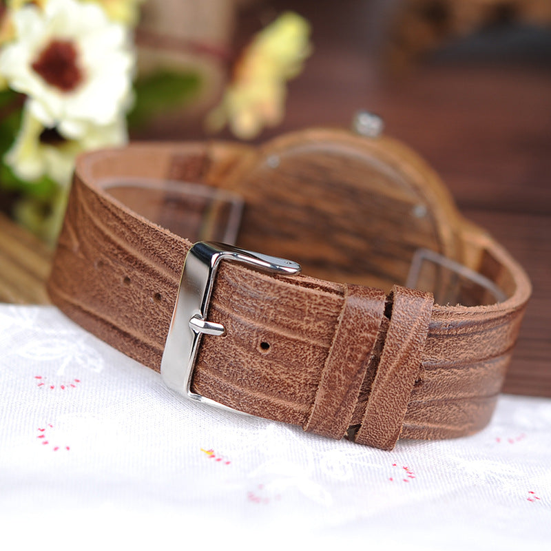 Montre Quartz en bois classique analogique