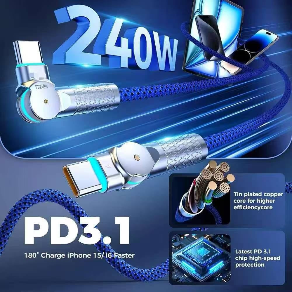 240W PD Câble de données à recharge rapide