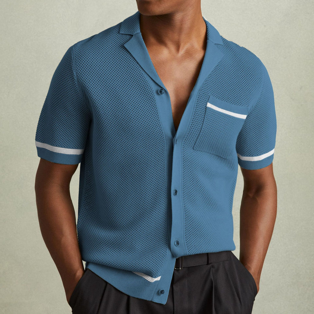 Chemise Polo à manches courtes en collier cubain d'été pour hommes