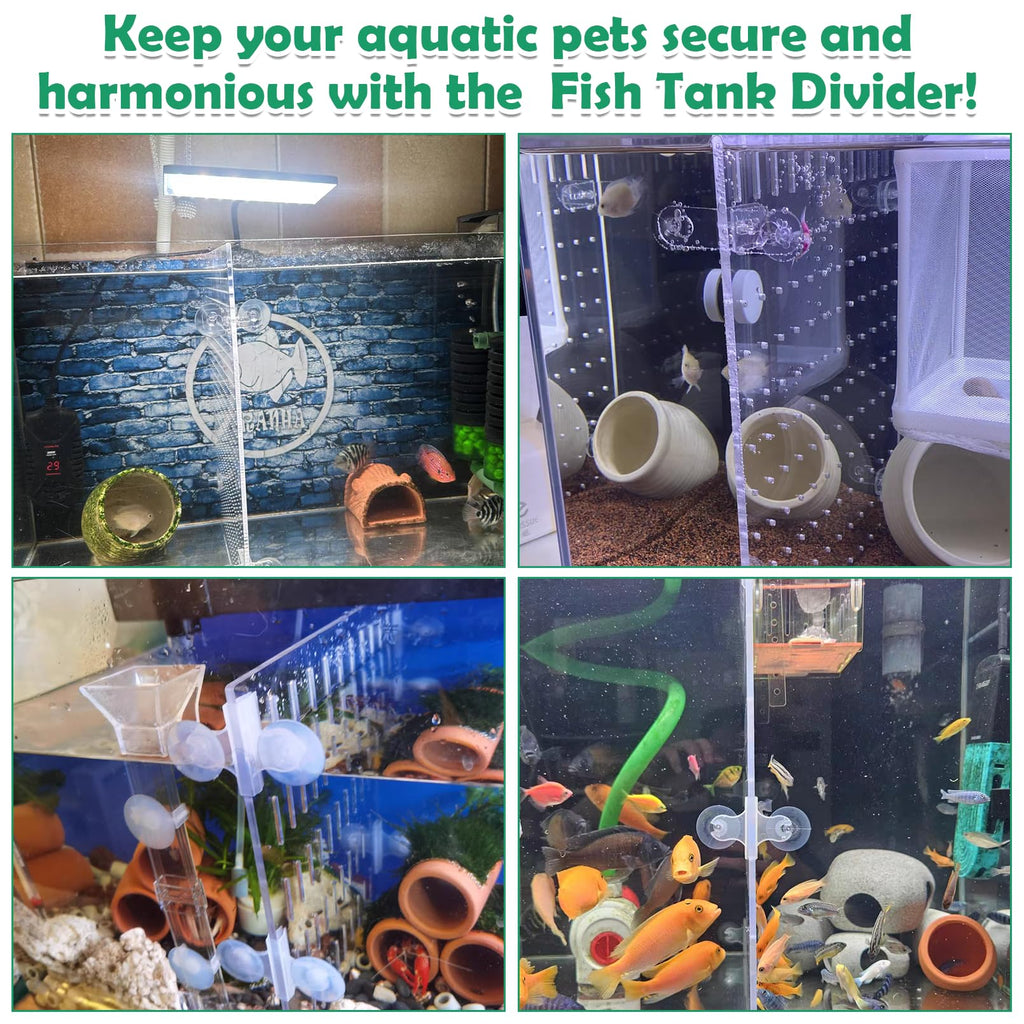 Diviseur de réservoir de poisson Diviseur d'aquarium acrylique avec 8 ventouses PCS