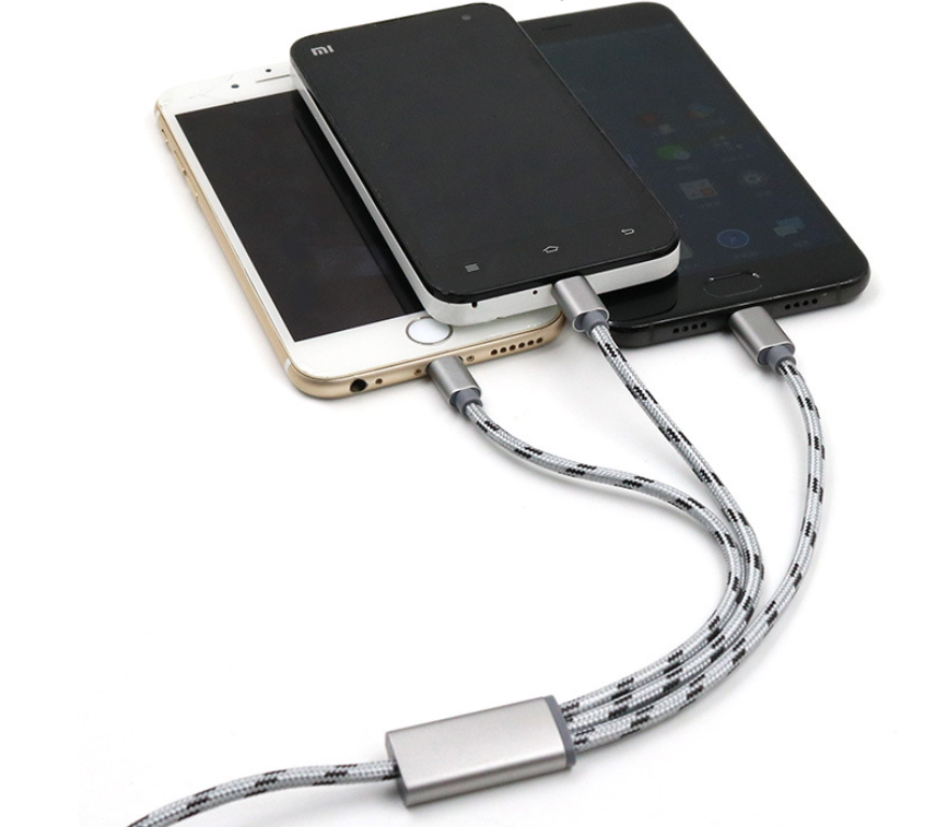 Câble de données 3-en-un Câble USB Téléphone mobile court TYPE-C Charge universelle 3-en-un