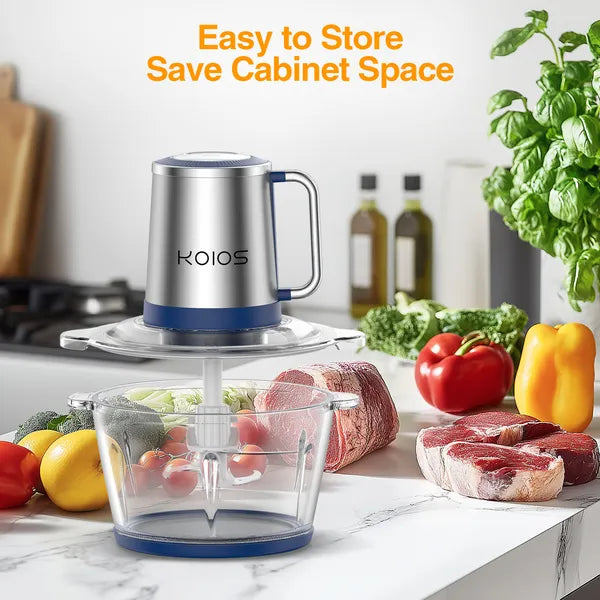 KOIOS Electric Food Chopper Processor Vegetables Meat Grinder Mixer 2L Clear Glass Bowl