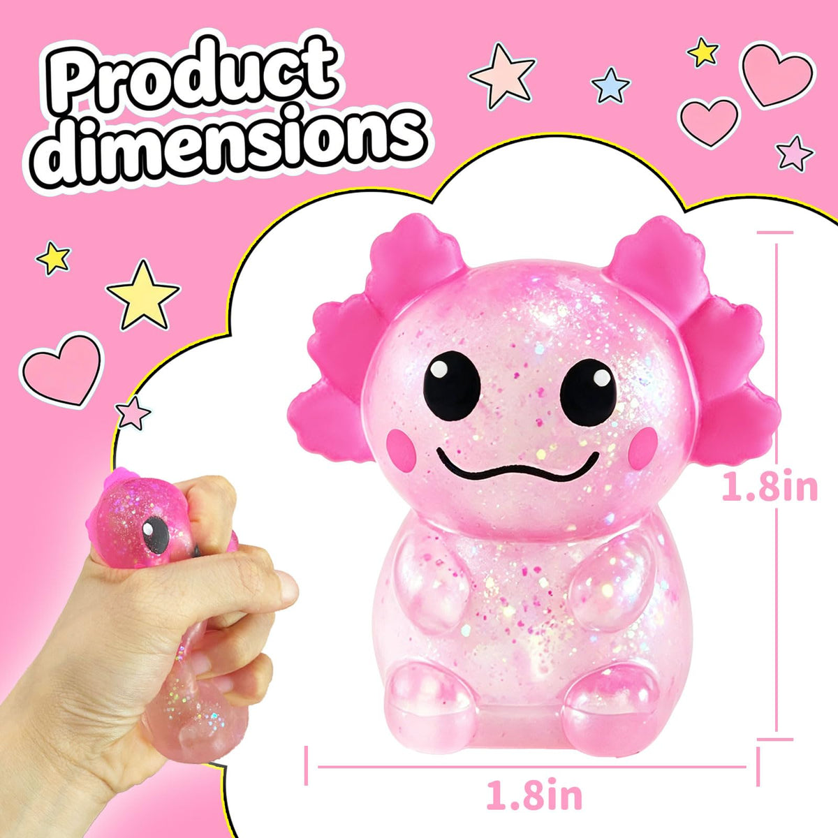 1PCS Glitter Axolotl Squishy