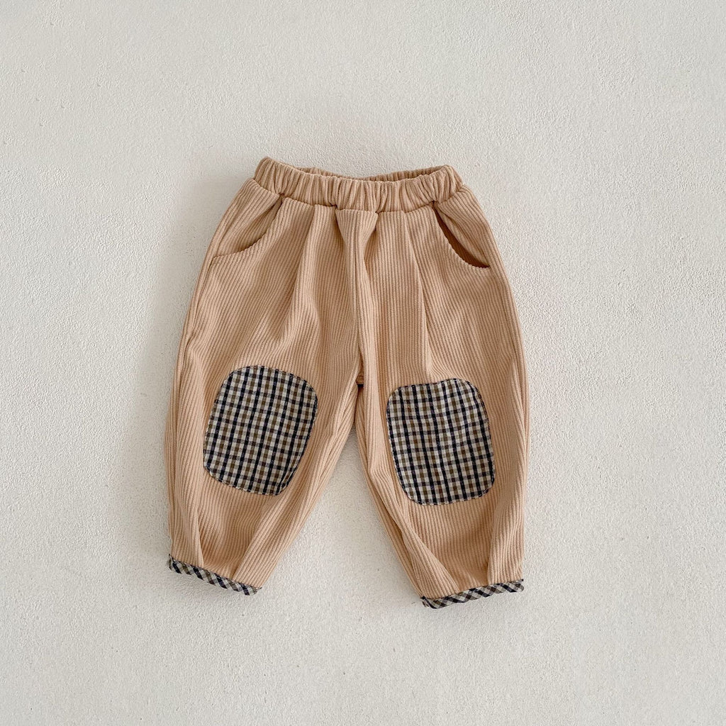Bébé Corduroy Check Pattren Pantalons All-match