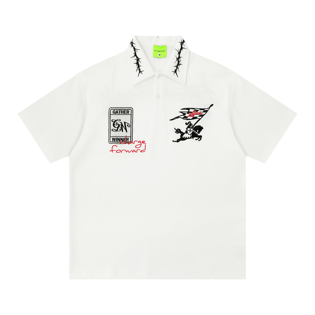 T-shirt retro à manches courtes en lapel