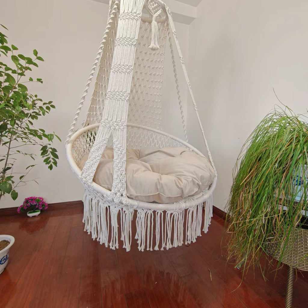 Grand fauteuil suspendu en coton tissé à la main