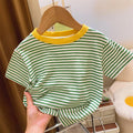 Couleur contrastante rayée bébé petite femme Top