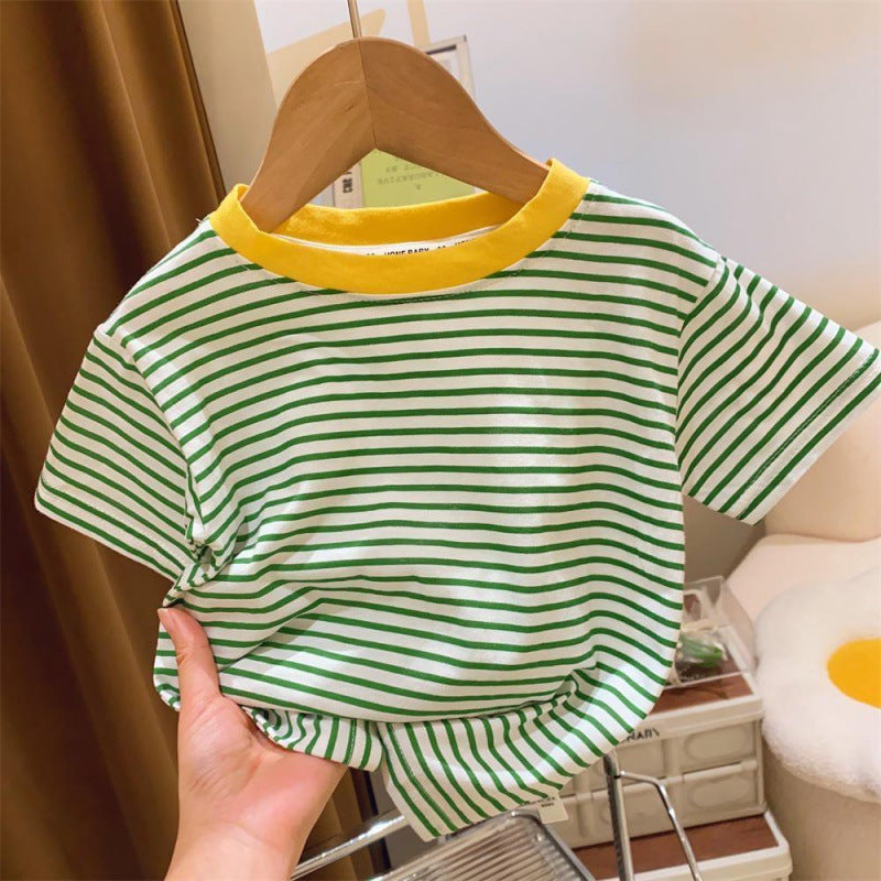 Couleur contrastante rayée bébé petite femme Top