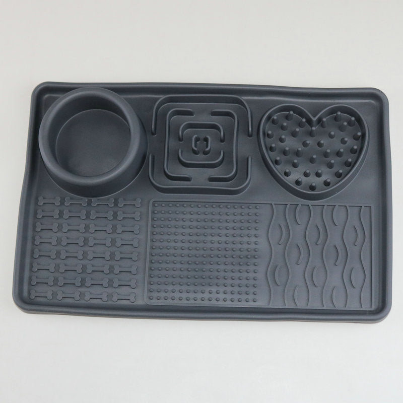 Bol d'alimentation multifonctionnel pour animaux de compagnie en silicone couleur solide