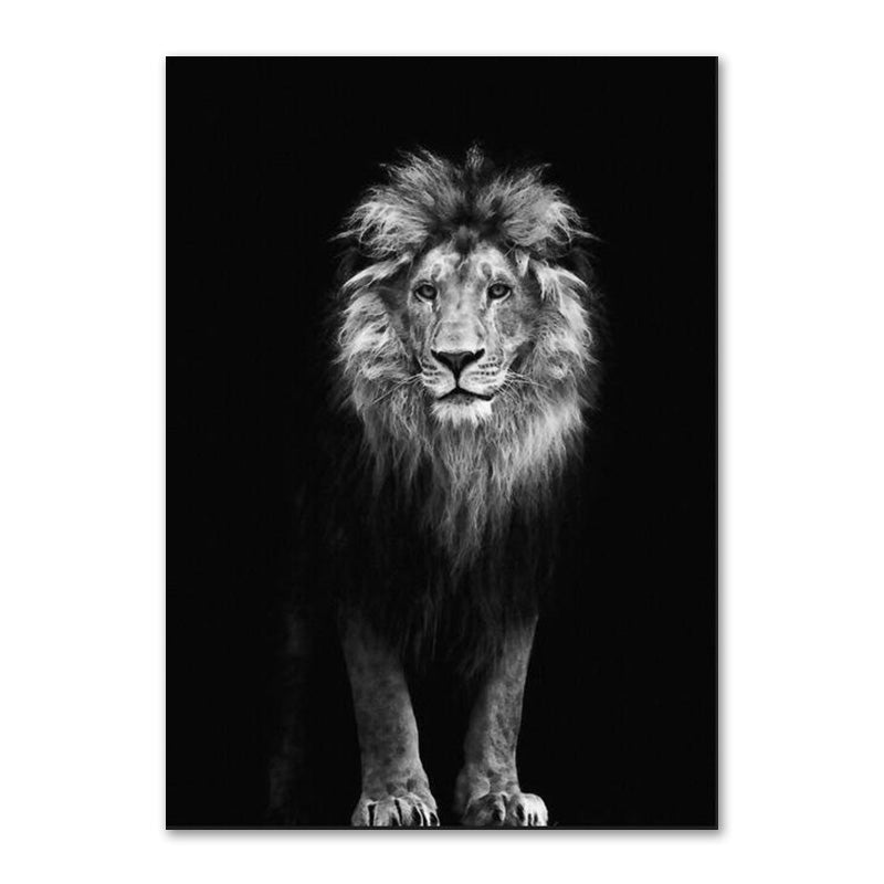 Affiche de la famille Lion noir et blanc