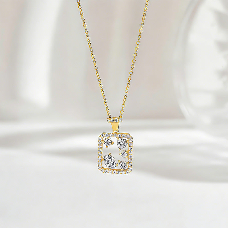 S925 Argent Sterling Rectangle géométrique Collier en mousse 45cm Coupe mixte D Couleur VVS1 G