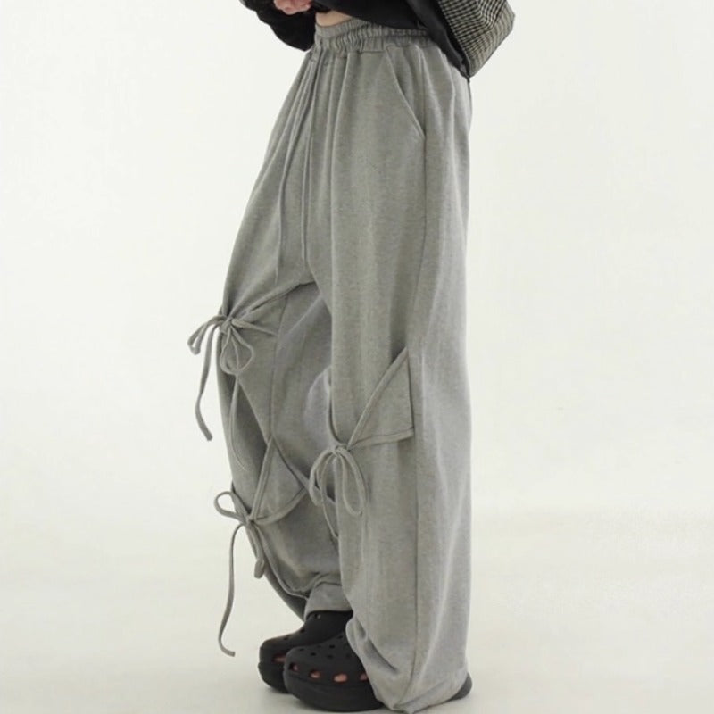 Retro street style wide-leg lace pants