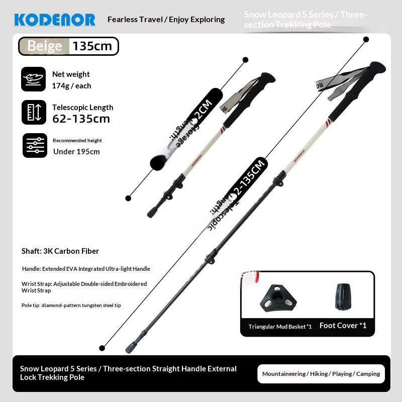 Pôles de randonnée télescopiques en fibre de carbone ultralégers pour usage extérieur