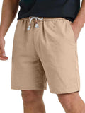Short casual de poche en coton et en lin pour hommes