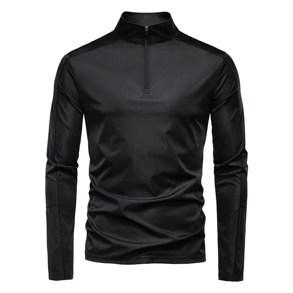 Printemps et été hommes écran solaire UPF100 Base Shirt T-shirt demi-zipper manches longues pour M