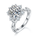 S925 Sterling Silver 3ct Moissanite Ring, 9mm D-VVS1 Star Halo Split Shank, Platinum Plated US Sizes 5-9, GRA Certified Gift Box