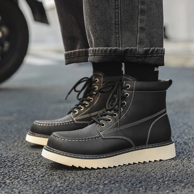 Bottes pour hommes en lacet à semelle en caoutchouc