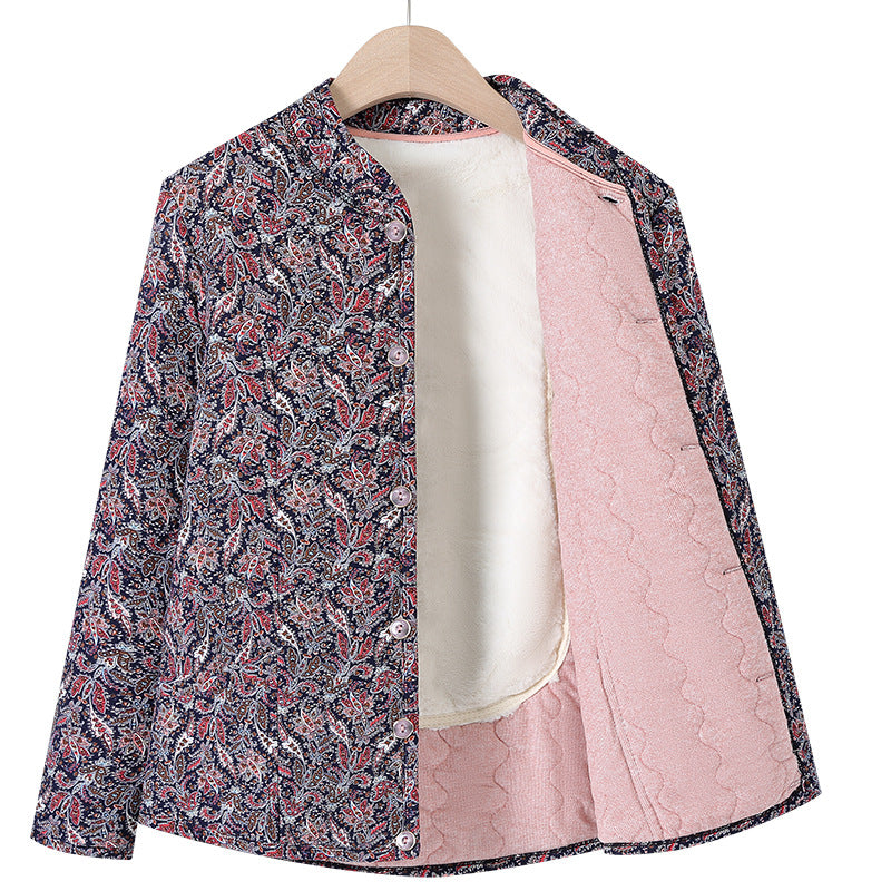 Veste en coton floral pour femmes d'âge moyen et âgées