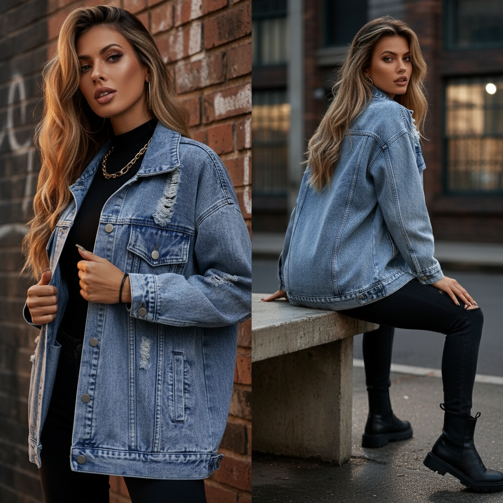 L'Europe et les États-Unis Amazon Commerce extérieur Femmes Denim Coat Mode Denim Veste