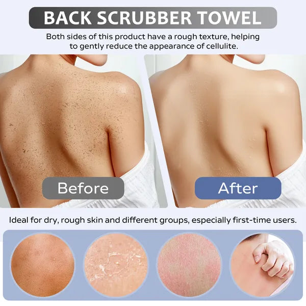 Serviette exfoliante pour corps en fibre de bambou premium - Exfoliation douce et propre pour