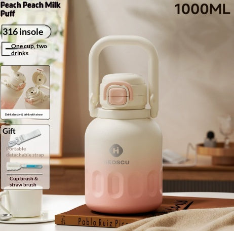 Bouteille d'eau de paille de grande capacité avec isolation