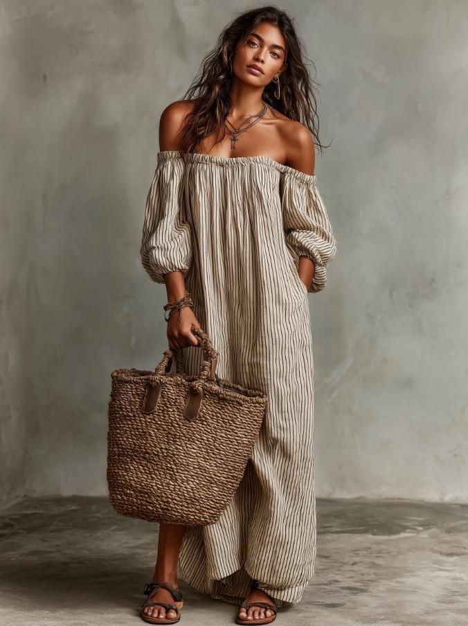 Robe élégante à rayures d'été pour les femmes