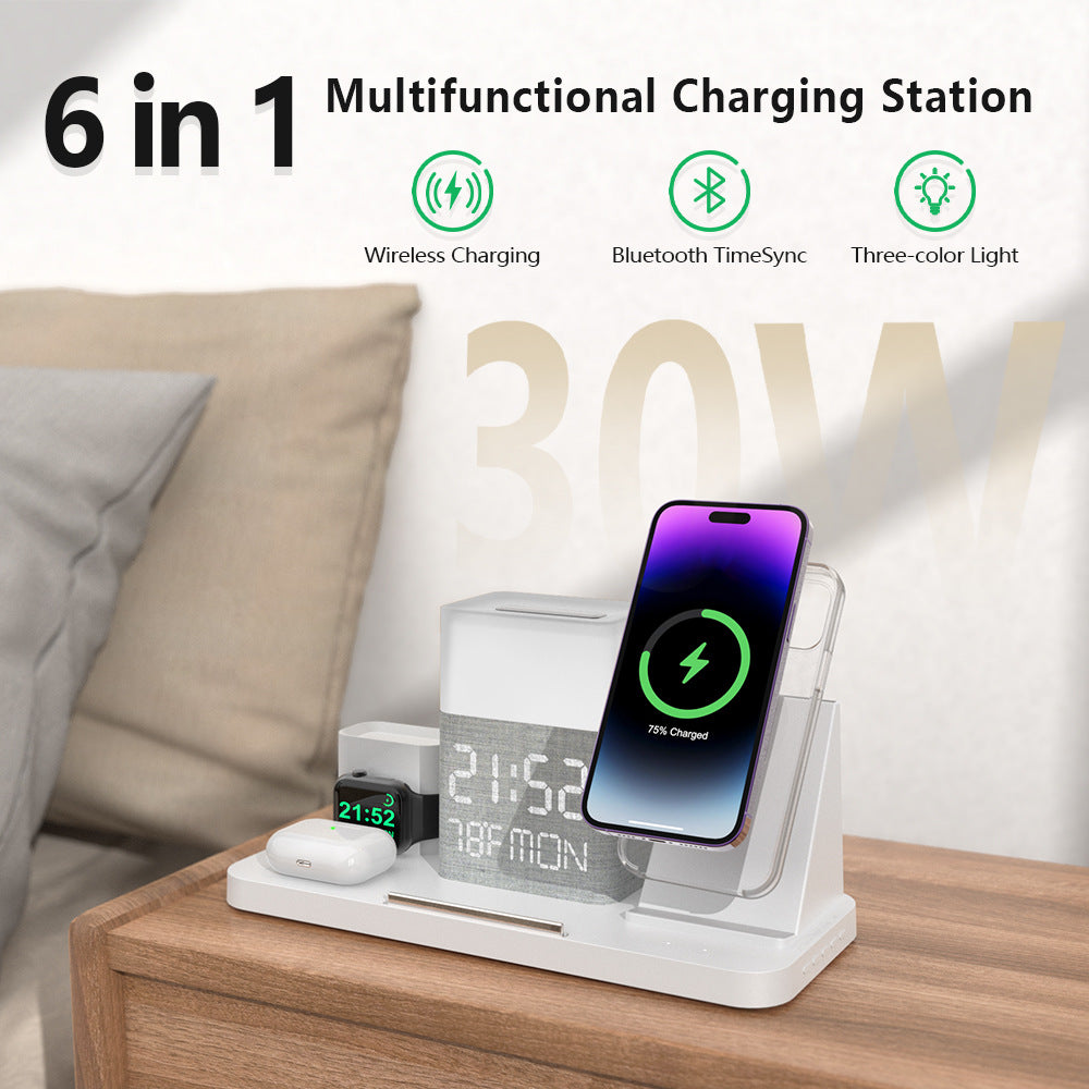6-en-1 Ensemble de recharge sans fil Touch Night Light Téléphone mobile Bluetooth temps de synchronisation