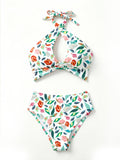 Ensemble de bikini Halter imprimé floral tropical pour femmes