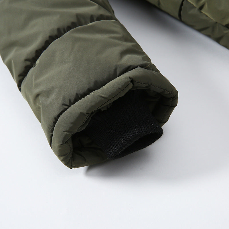 Veste tendance en coton rembourré pour enfants d'hiver Lettre mi-longueur Coton rembourré