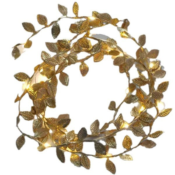 Led Simulation Or et Argent Feuilles de couleur Chaîne d'éclairage Rattan Décoration