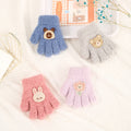 Gants pour enfants Automne et hiver chaud Fleece à l'épreuve du froid Cute Cartoon ours cinq doigts