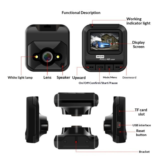 Came Dash haute définition qui supporte l'enregistrement de surveillance de stationnement dans la voiture