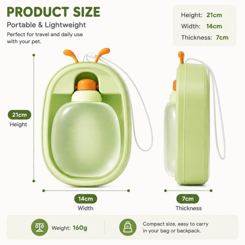 Bouteille d'eau portable pour animaux de compagnie avec des bois mignons