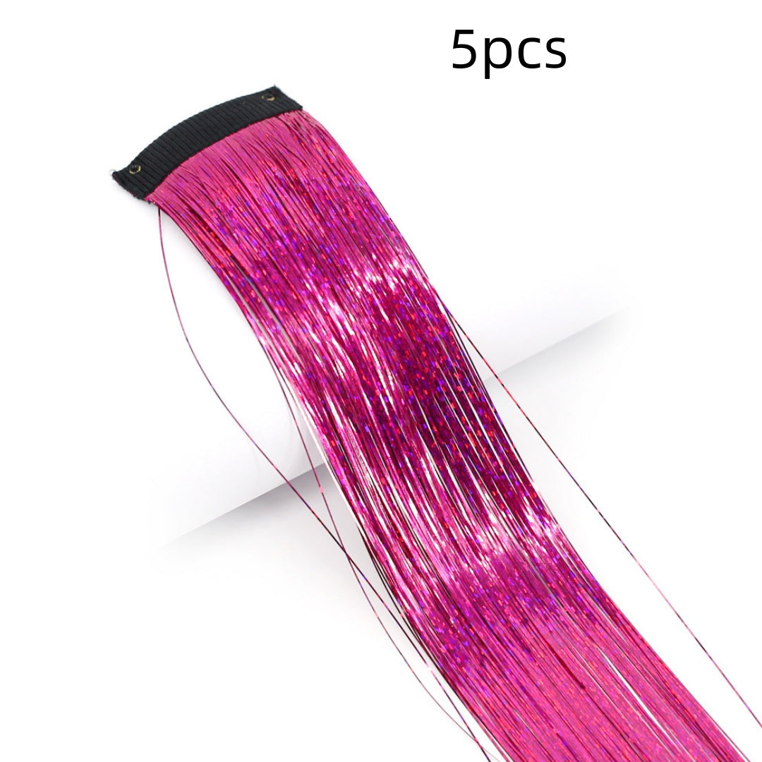 BB Clip-in Golden-Thread Perruque Shimmering Rainbow Extensions de cheveux