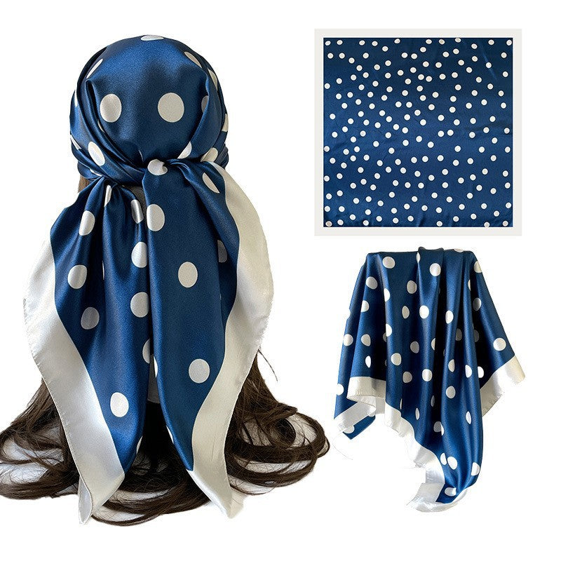 Polka-dot Imprimer Headscarf Femmes Faux Écharpe en soie