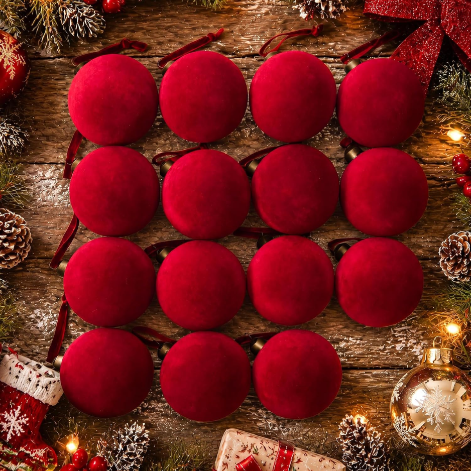 15 Pcs Red Velvet Décorations de Noël Balles