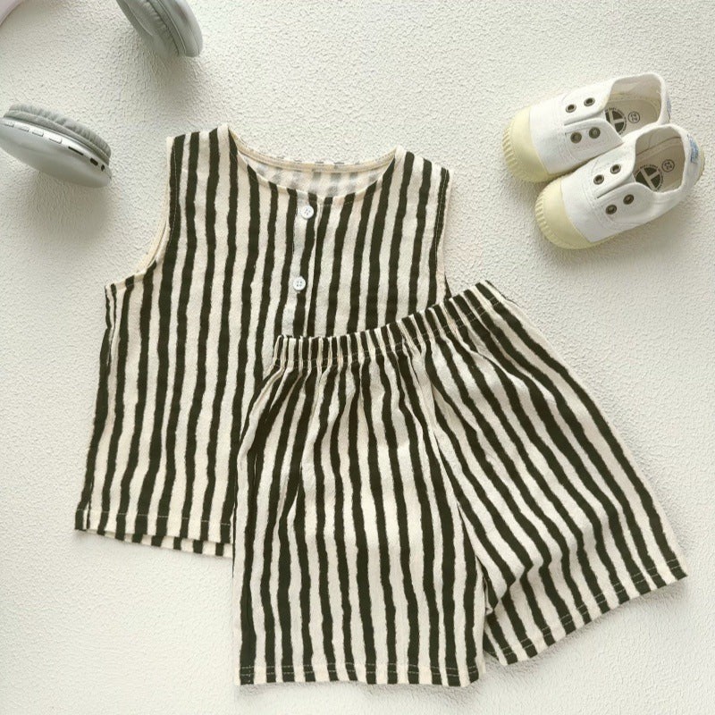 Ensemble de deux pièces en coton mince pour enfants de style coréen