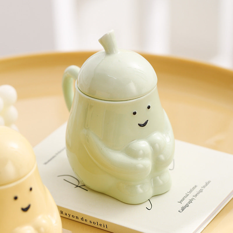 Mug à l'eau de poires MugCéramique Petit déjeuner étudiant Coupe en lait avec lis