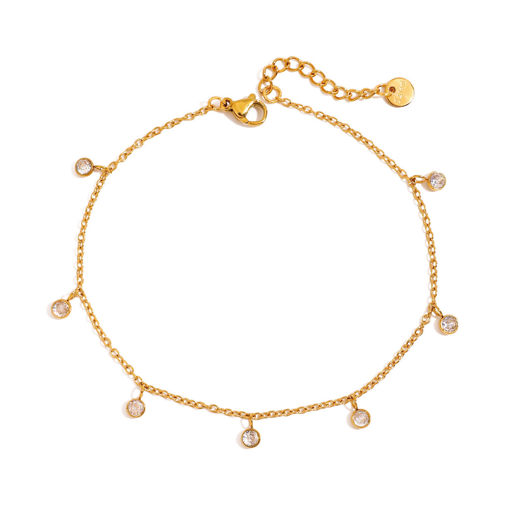 Anklet Zircon tout en acier inoxydable